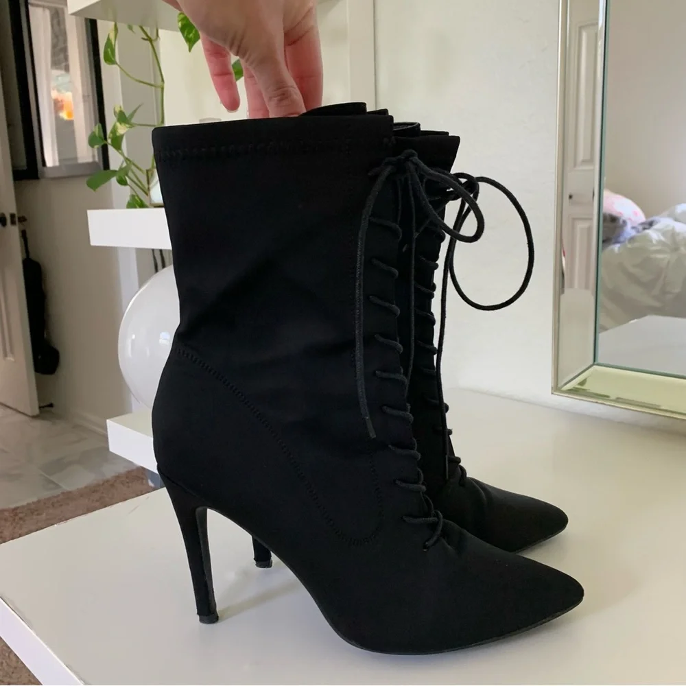 AKIRA Black Heeled Boots - Picture 2 of 6